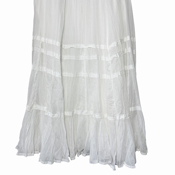 Lauren Ralph Lauren Tiered Cotton Maxi Skirt 10 White Boho Cottagecore Romantic - Picture 7 of 14